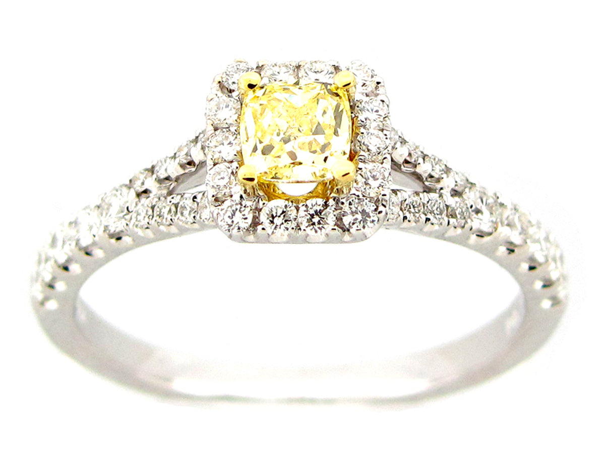 NATURAL FANCY YELLOW DIAMOND RING, 18KT (N)