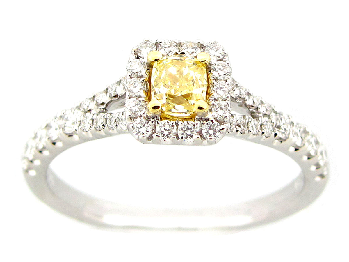 NATURAL FANCY YELLOW DIAMOND RING, 18KT (N)