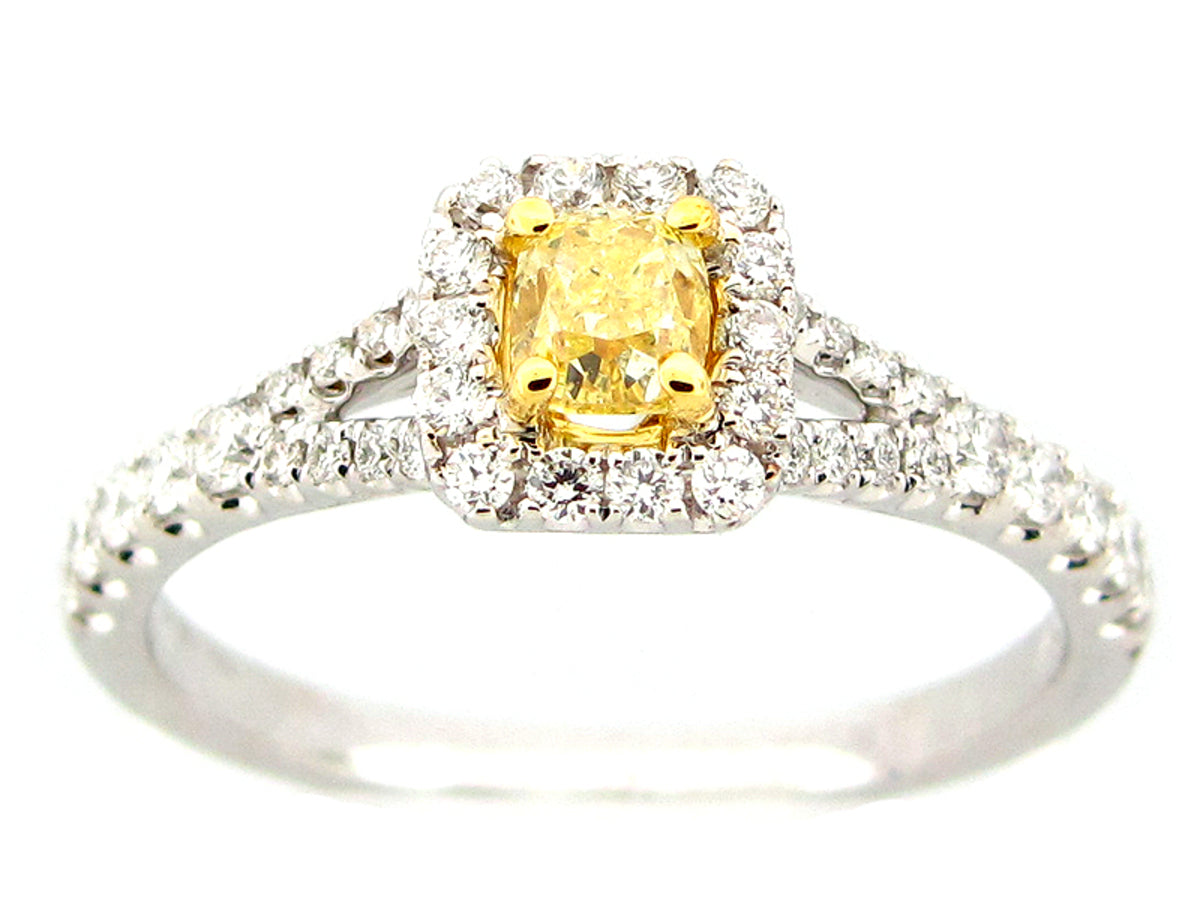 NATURAL FANCY YELLOW DIAMOND RING, 18KT (N)
