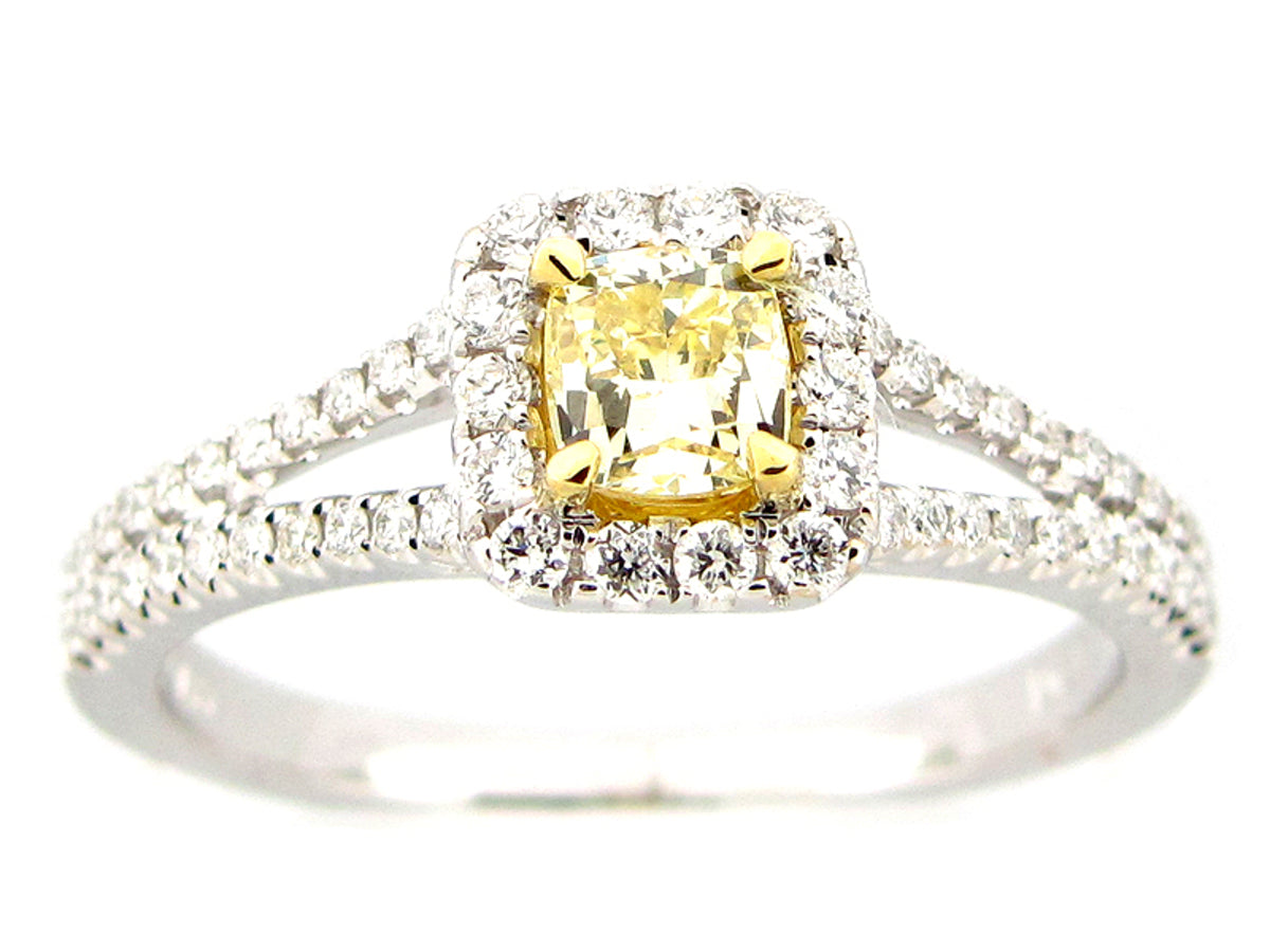 NATURAL FANCY YELLOW DIAMOND RING, 18KT (N)