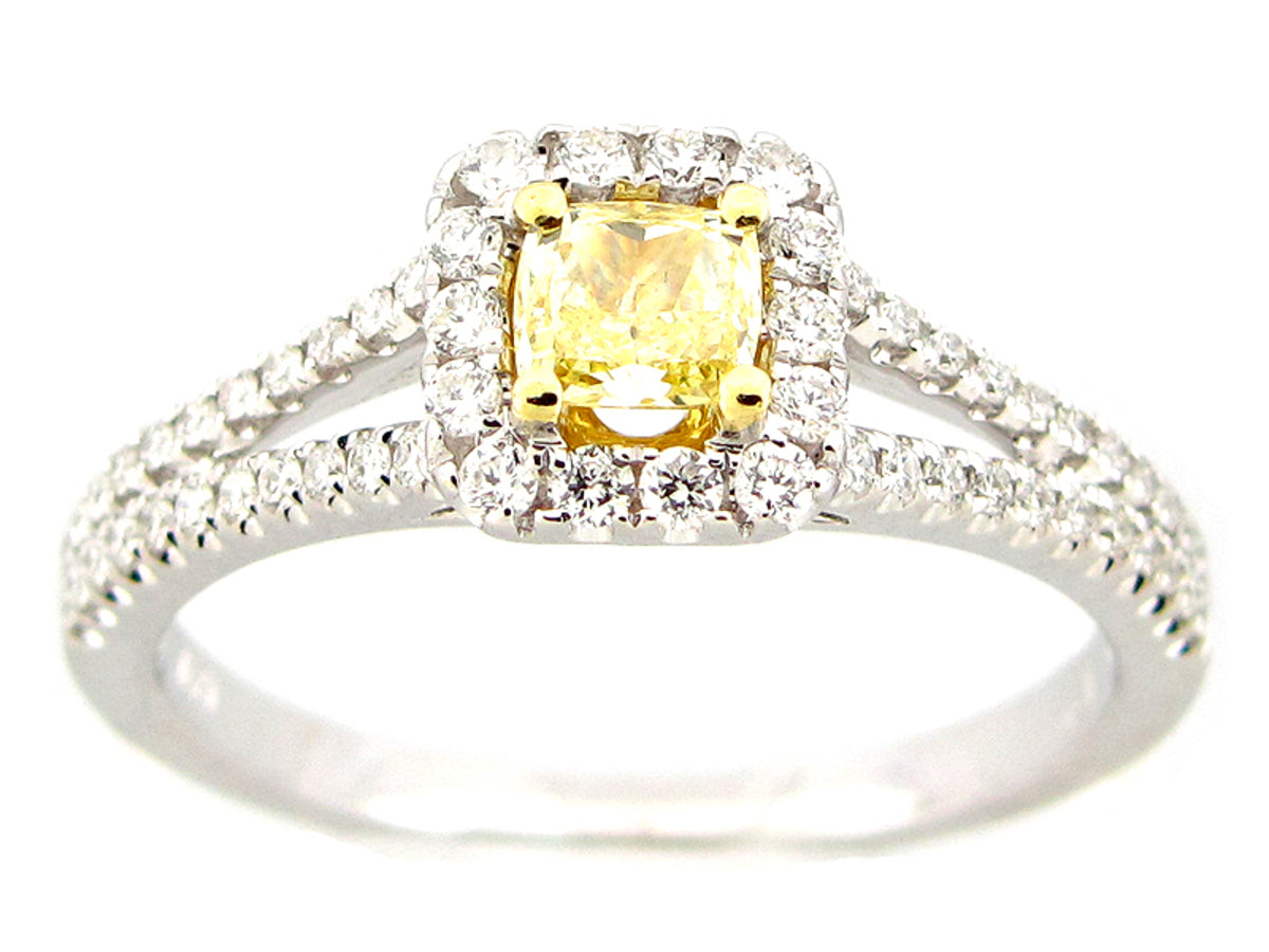 NATURAL FANCY YELLOW DIAMOND RING, 18KT (N)