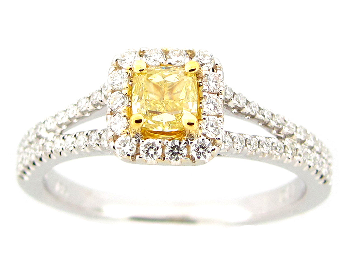 NATURAL FANCY YELLOW DIAMOND RING, 18KT (N)