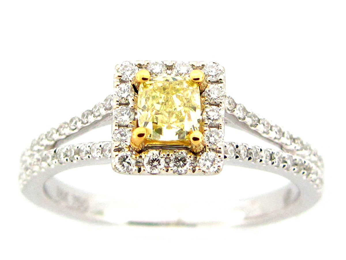 NATURAL FANCY YELLOW DIAMOND RING, 18KT (N)