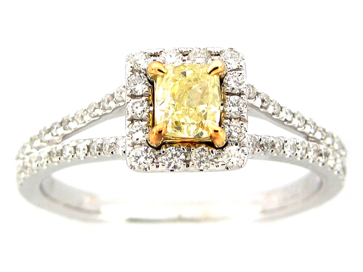 NATURAL FANCY YELLOW DIAMOND RING, 18KT (N)