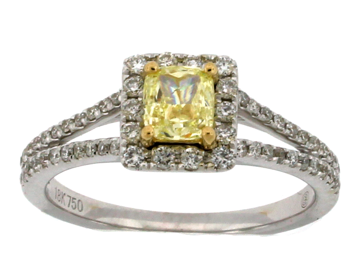 NATURAL FANCY YELLOW DIAMOND RING, 18KT (N)