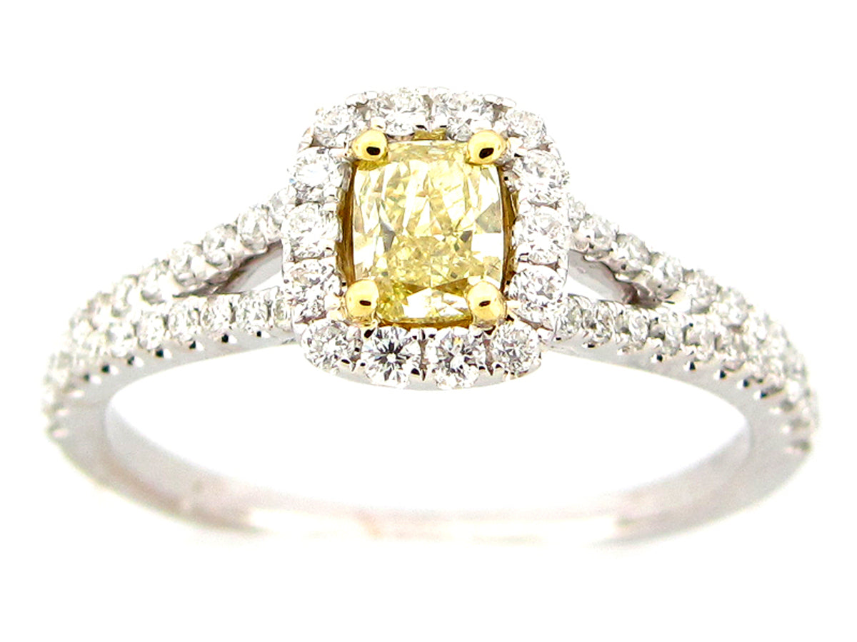 NATURAL FANCY YELLOW DIAMOND RING, 18KT (N)