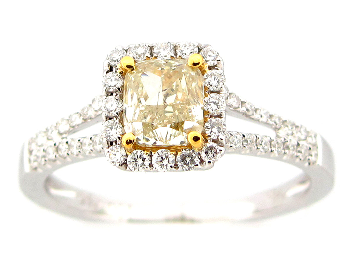 NATURAL FANCY LIGHT YELLOW DIAMOND RING, 18KT (N)