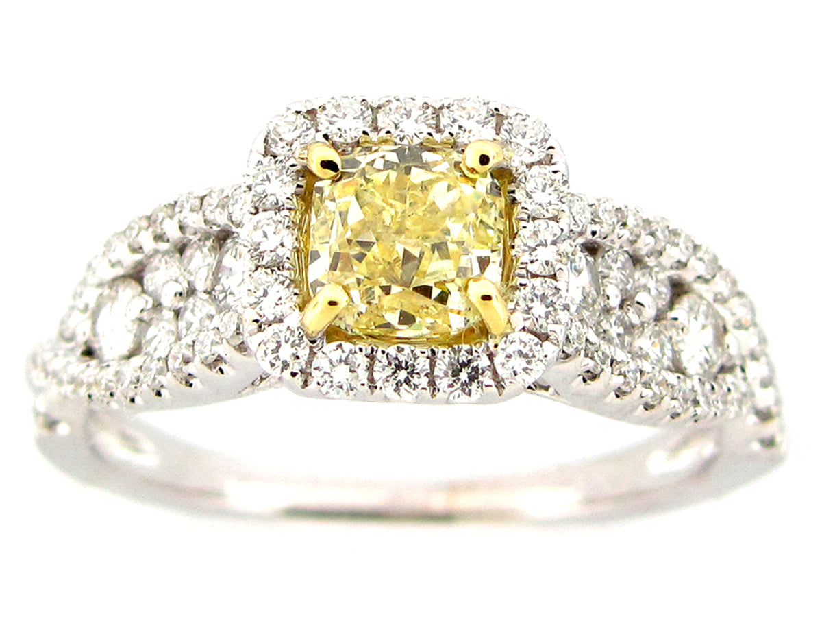 NATURAL FANCY YELLOW DIAMOND RING, 18KT (N)