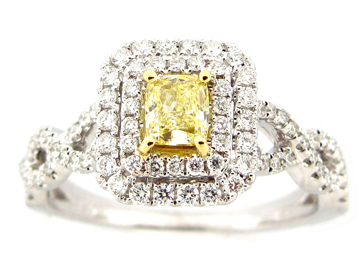 NATURAL FANCY YELLOW DIAMOND RING, 18KT (N)