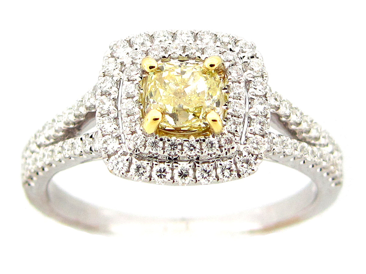 NATURAL FANCY YELLOW DIAMOND RING, 18KT (N)