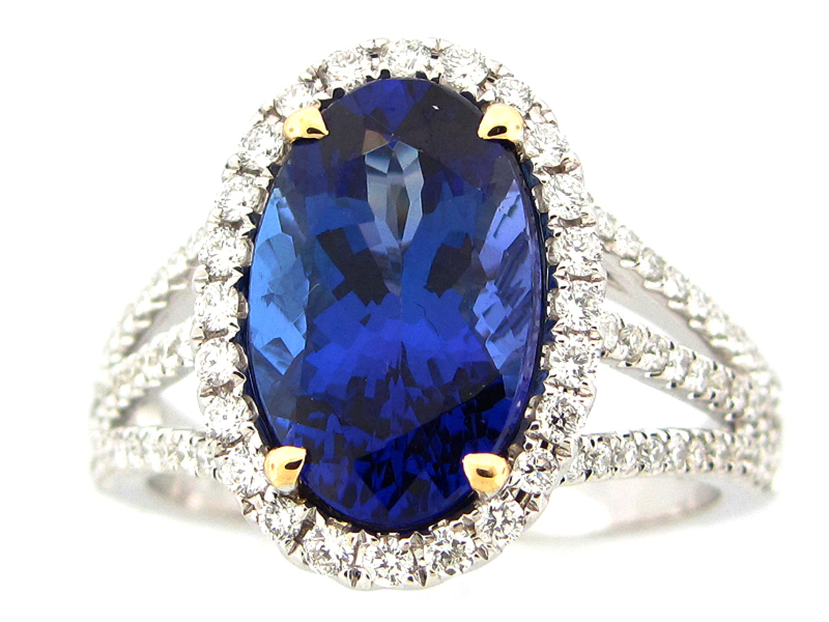 TANZANITE & DIAMOND RING, 18KT (H)