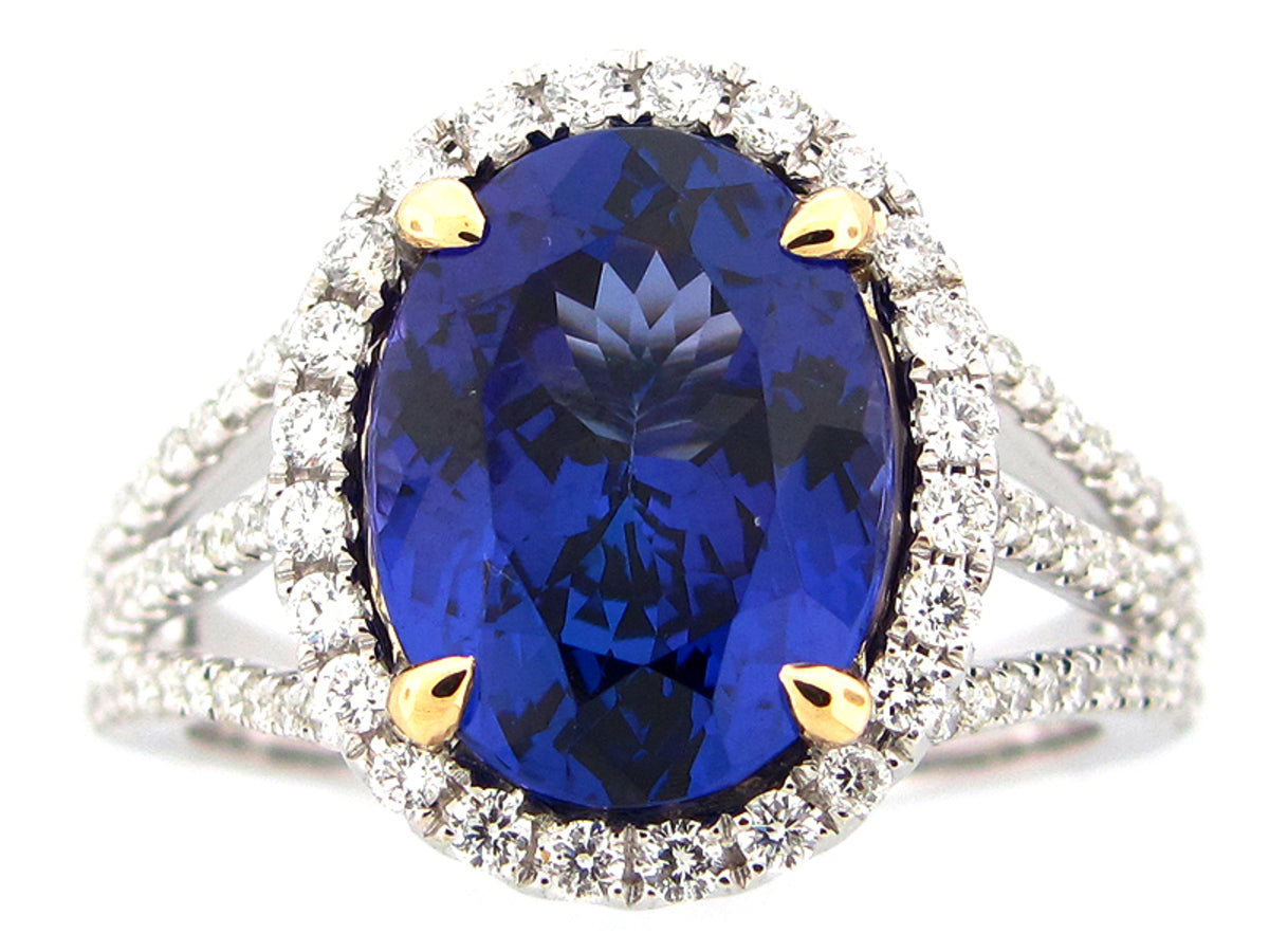 TANZANITE & DIAMOND RING, 18KT (H)