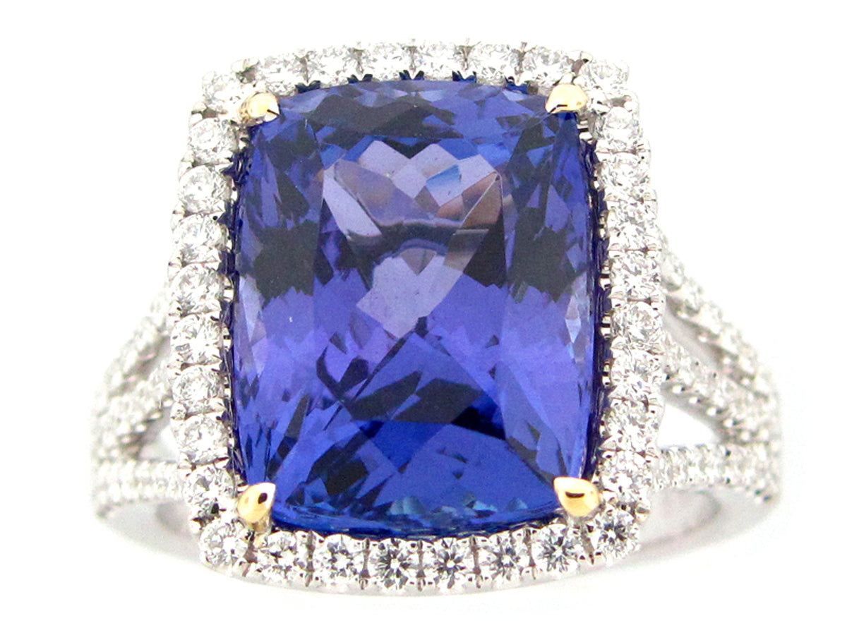 TANZANITE & DIAMOND RING, 18KT (H)
