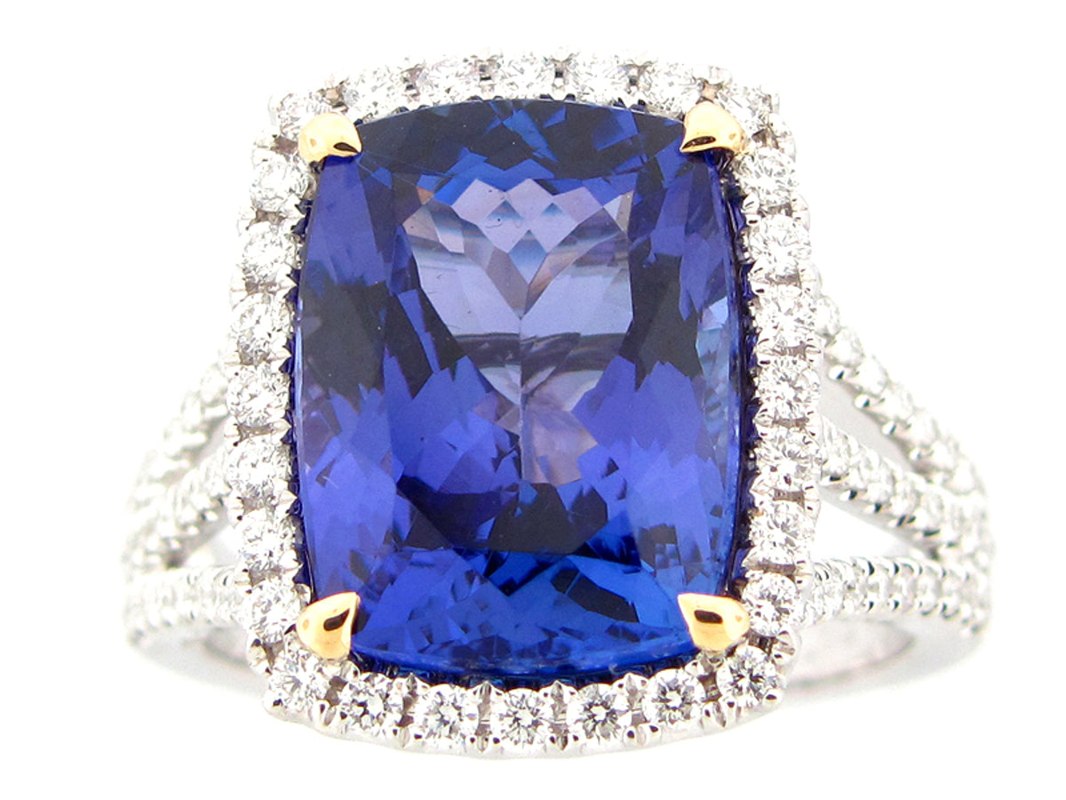 TANZANITE & DIAMOND RING, 18KT (H)