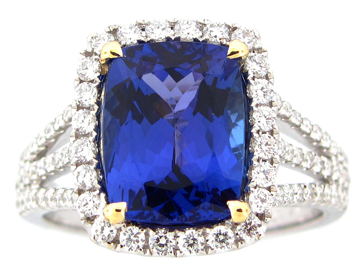 TANZANITE & DIAMOND RING, 18KT (H)