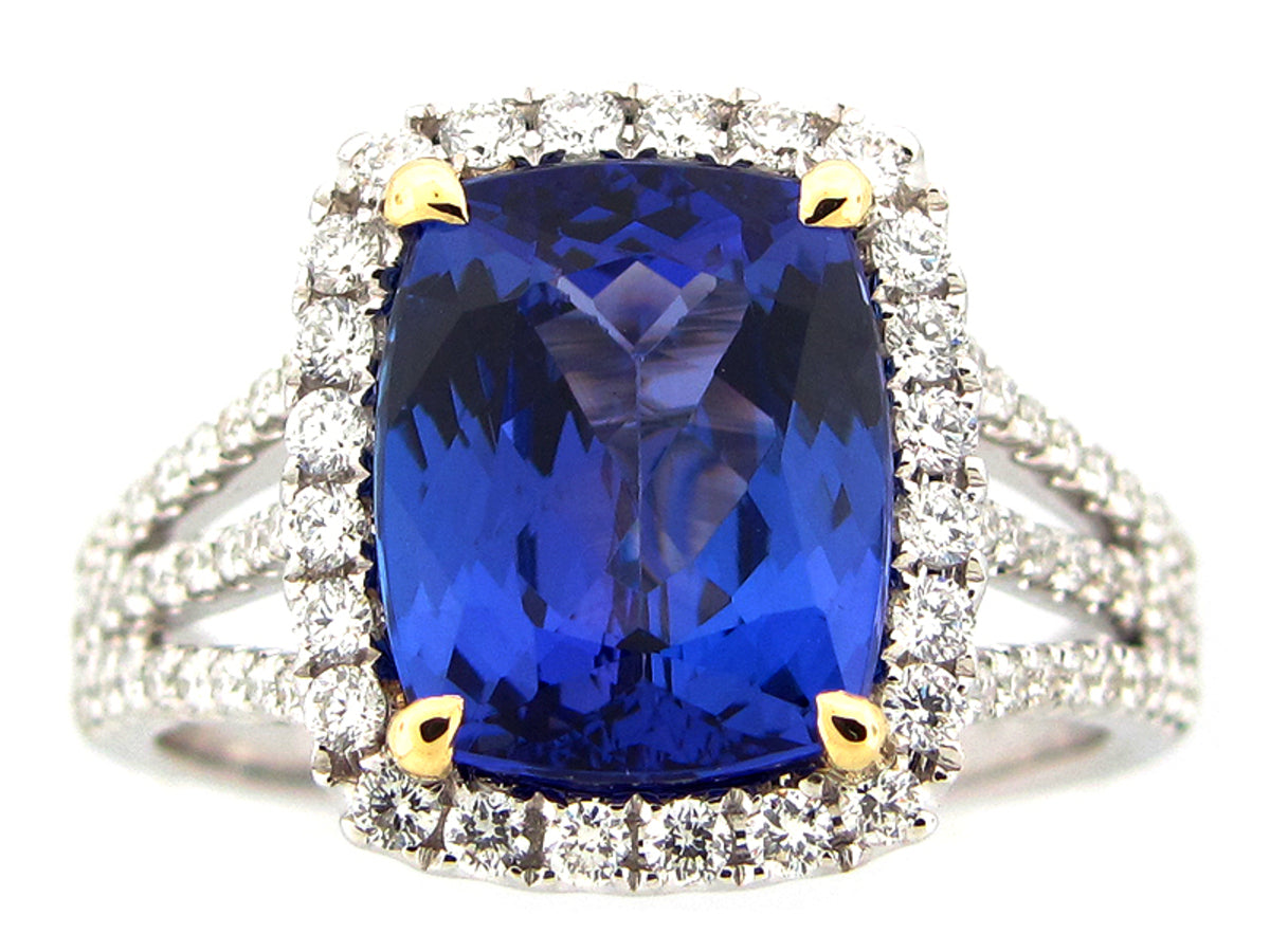 TANZANITE & DIAMOND RING, 18KT (H)