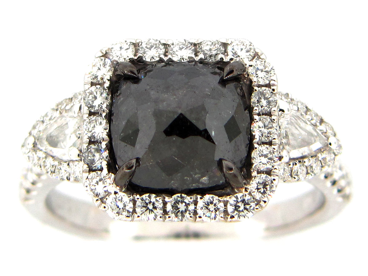 ROSE CUT YELLOW DIAMOND & WHITE DIAMOND RING, 18KT (N)