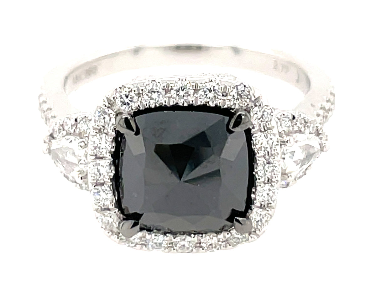 ROSE CUT BLACK & WHITE DIAMOND RING