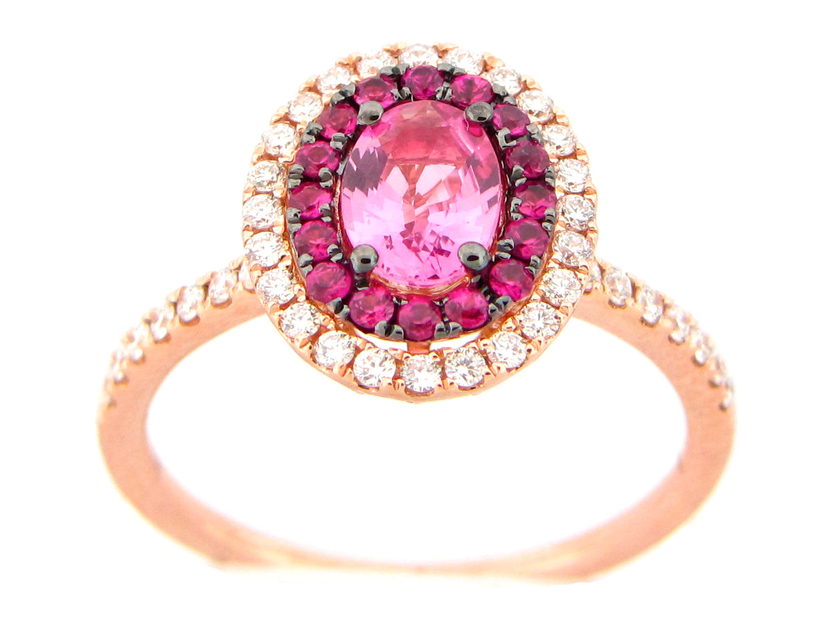 PINK SAPPHIRE & DIAMOND RING, 14KR (H)