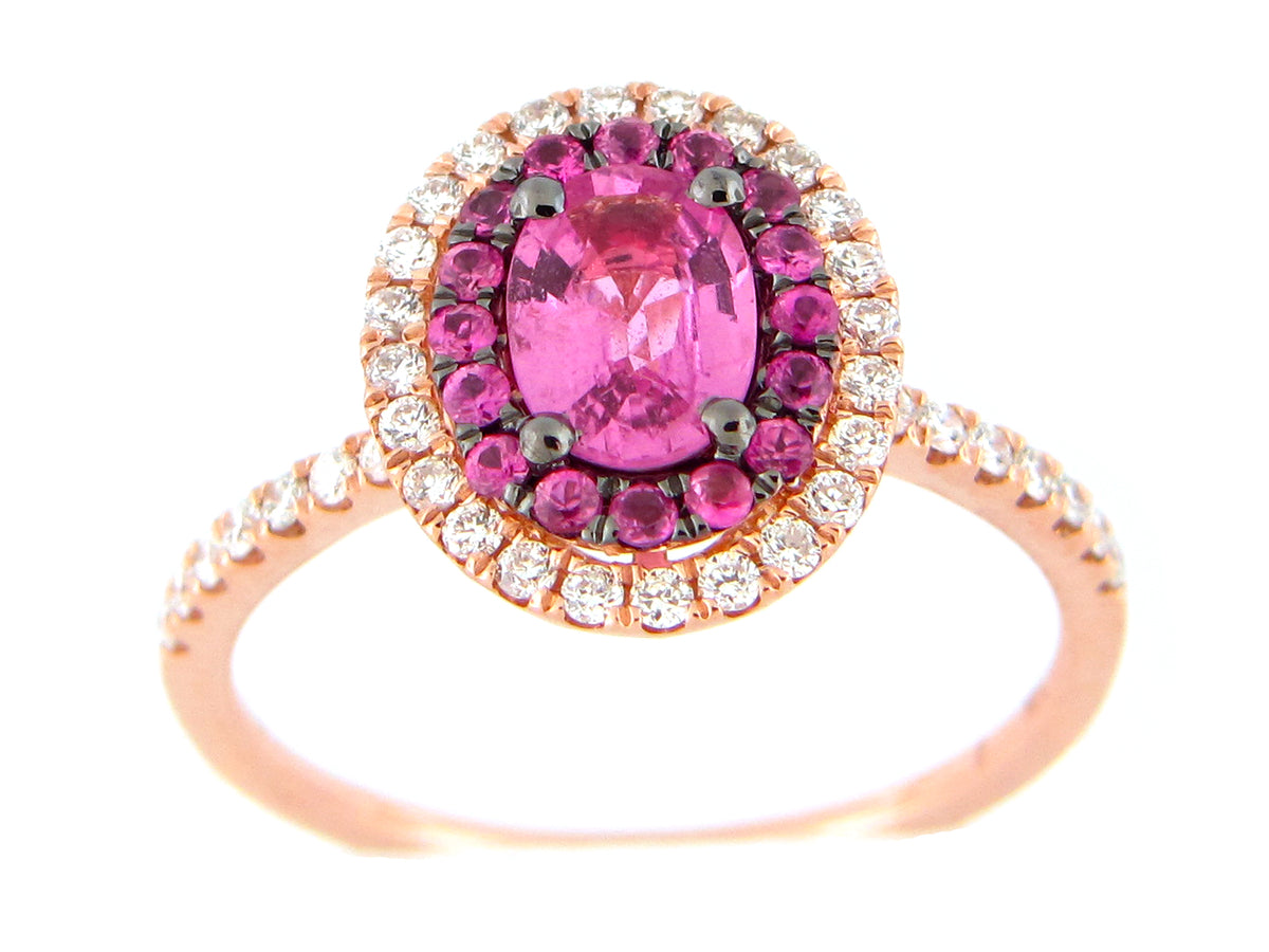 PINK SAPPHIRE & DIAMOND RING, 14KR (H)