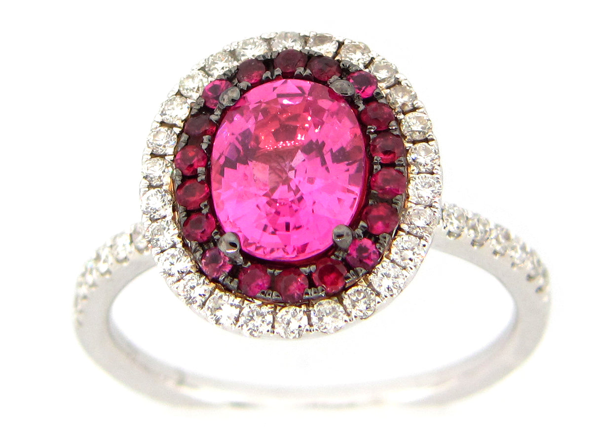 PINK SAPPHIRE & DIAMOND RING, 18KW (H)
