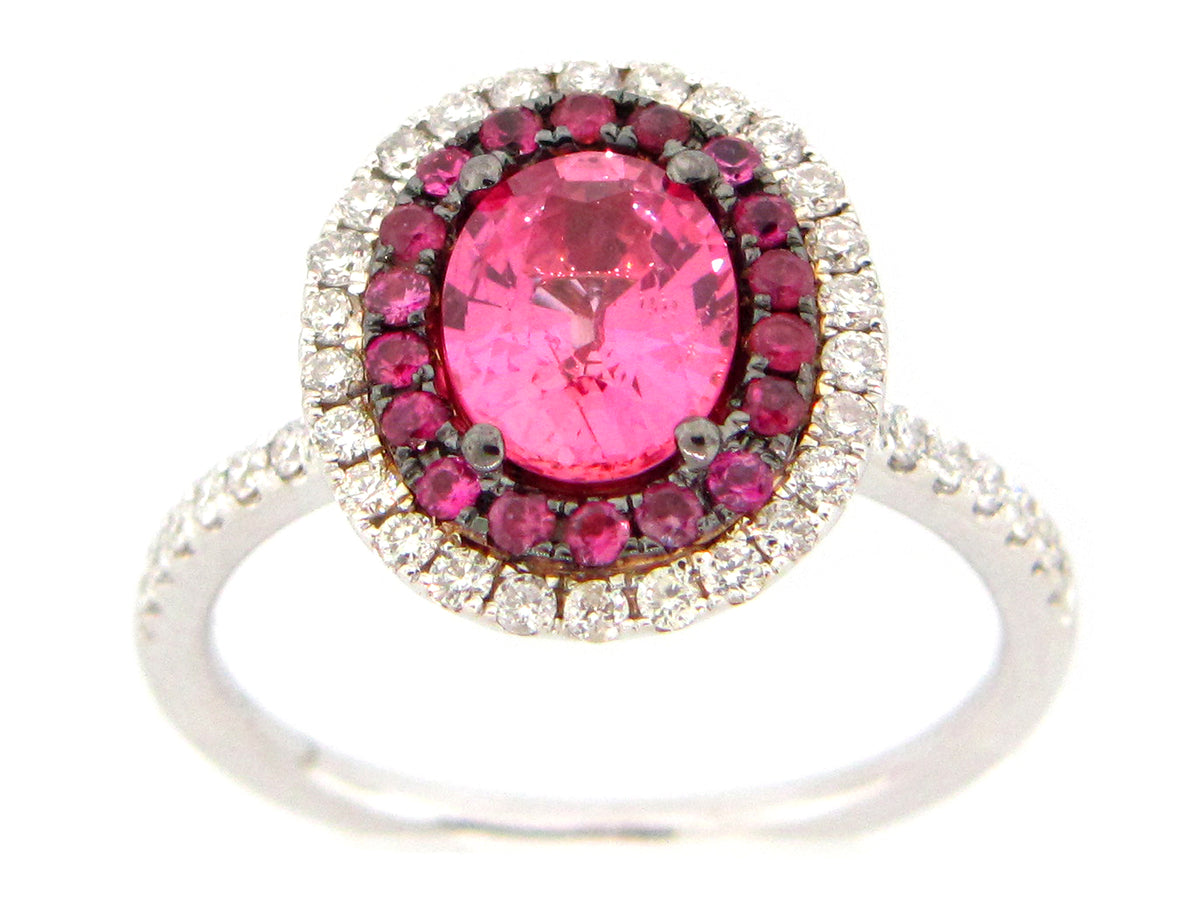 PINK SAPPHIRE & DIAMOND RING, 18KW (H)