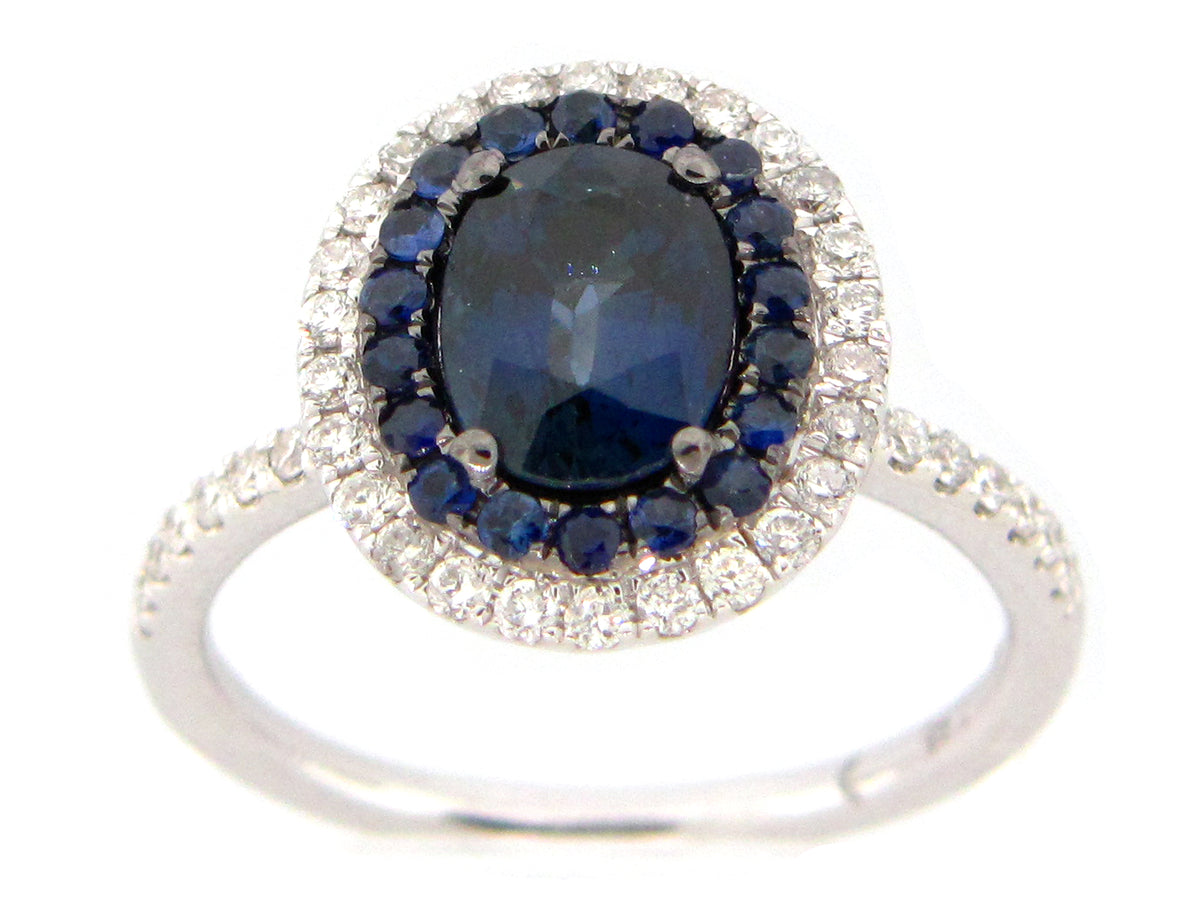SAAPHIRE & DIAMOND RING, 18KW (H)
