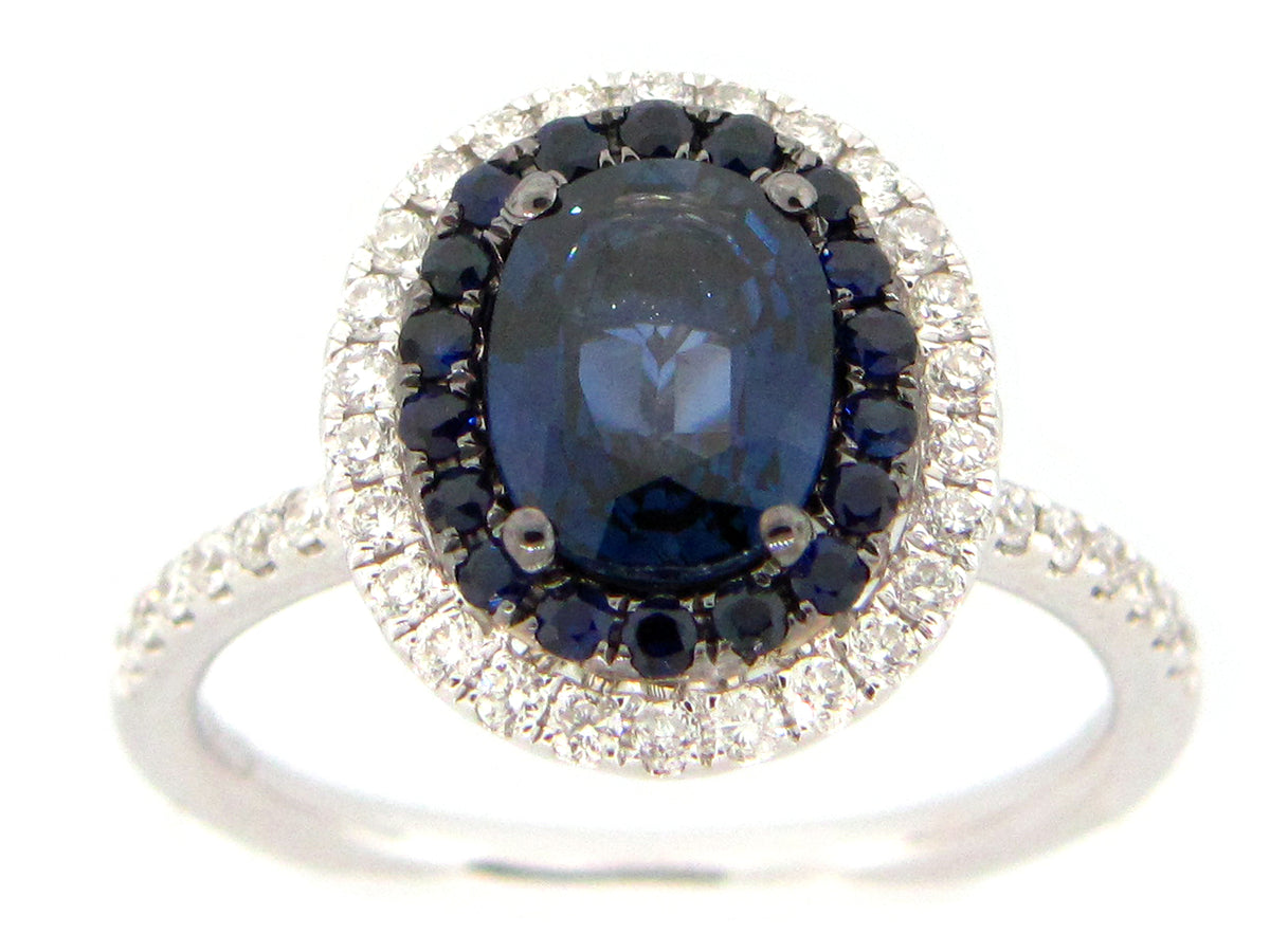 SAAPHIRE & DIAMOND RING, 18KW (H)