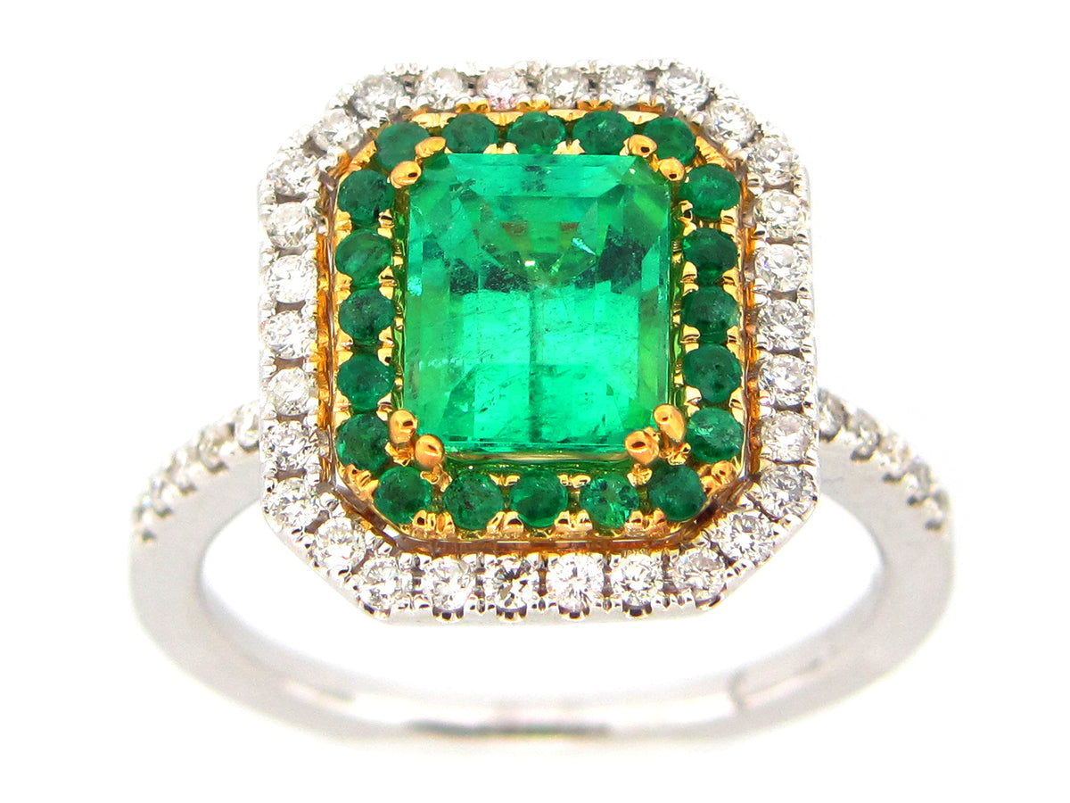 EMERALD & DIAMOND RING, 18KT (O)