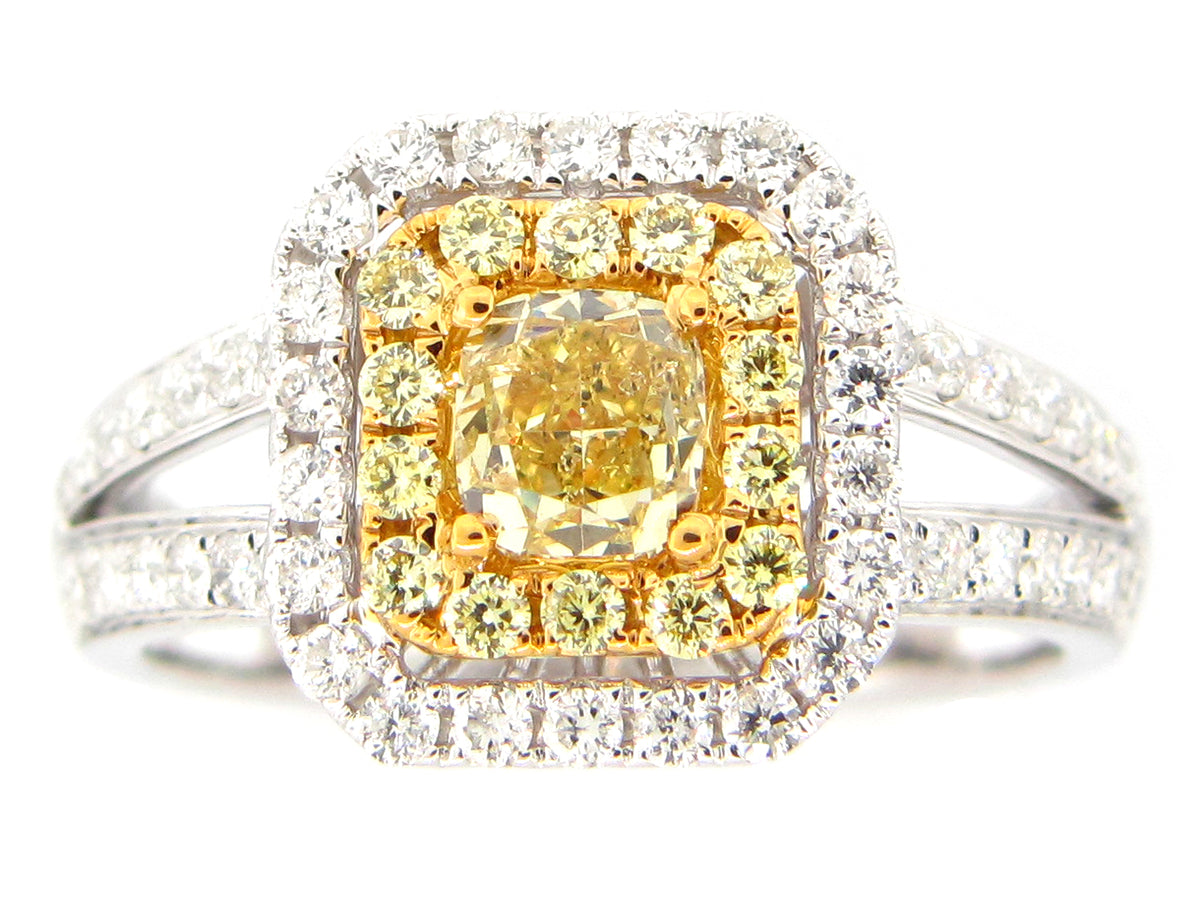 NATURAL YELLOW DIAMOND RING, 18KT (N)