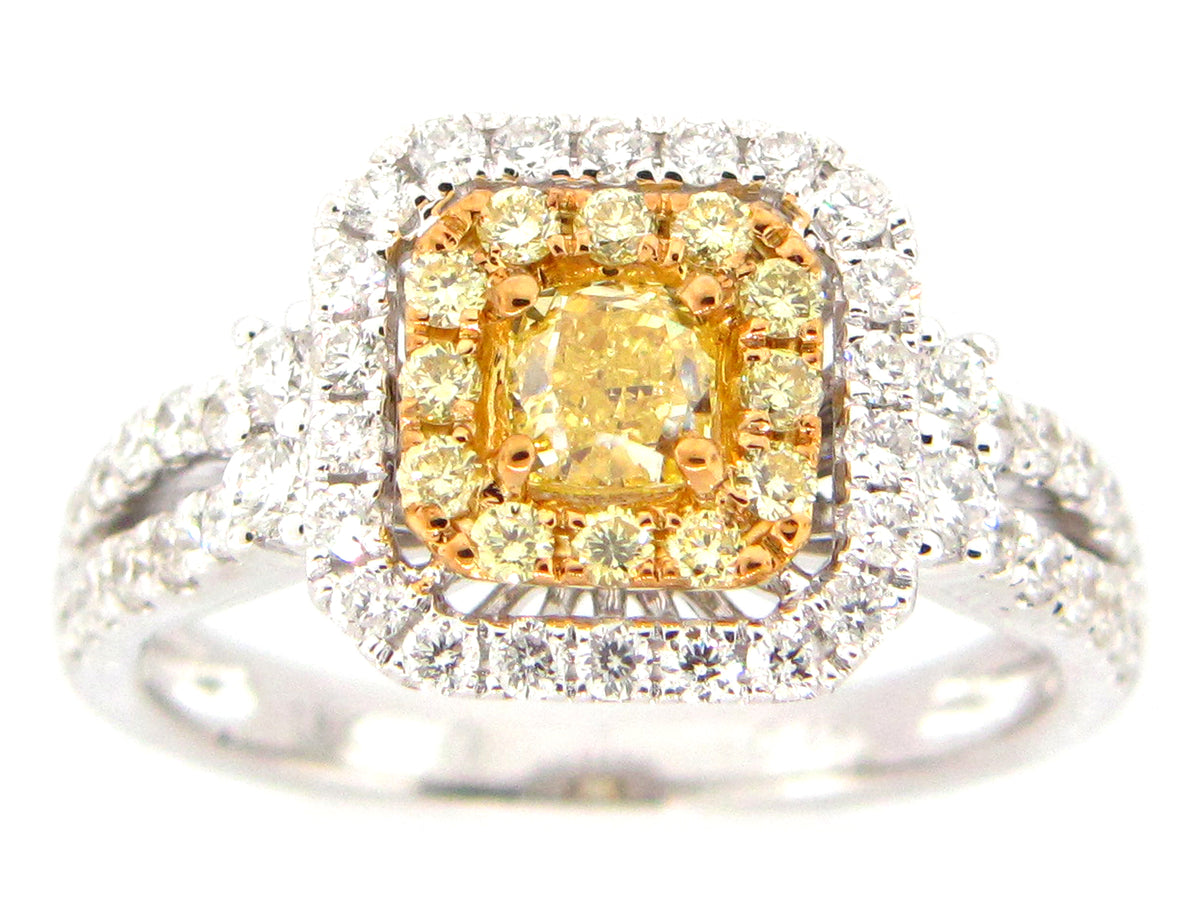 NATURAL YELLOW DIAMOND RING, 18KT (N)