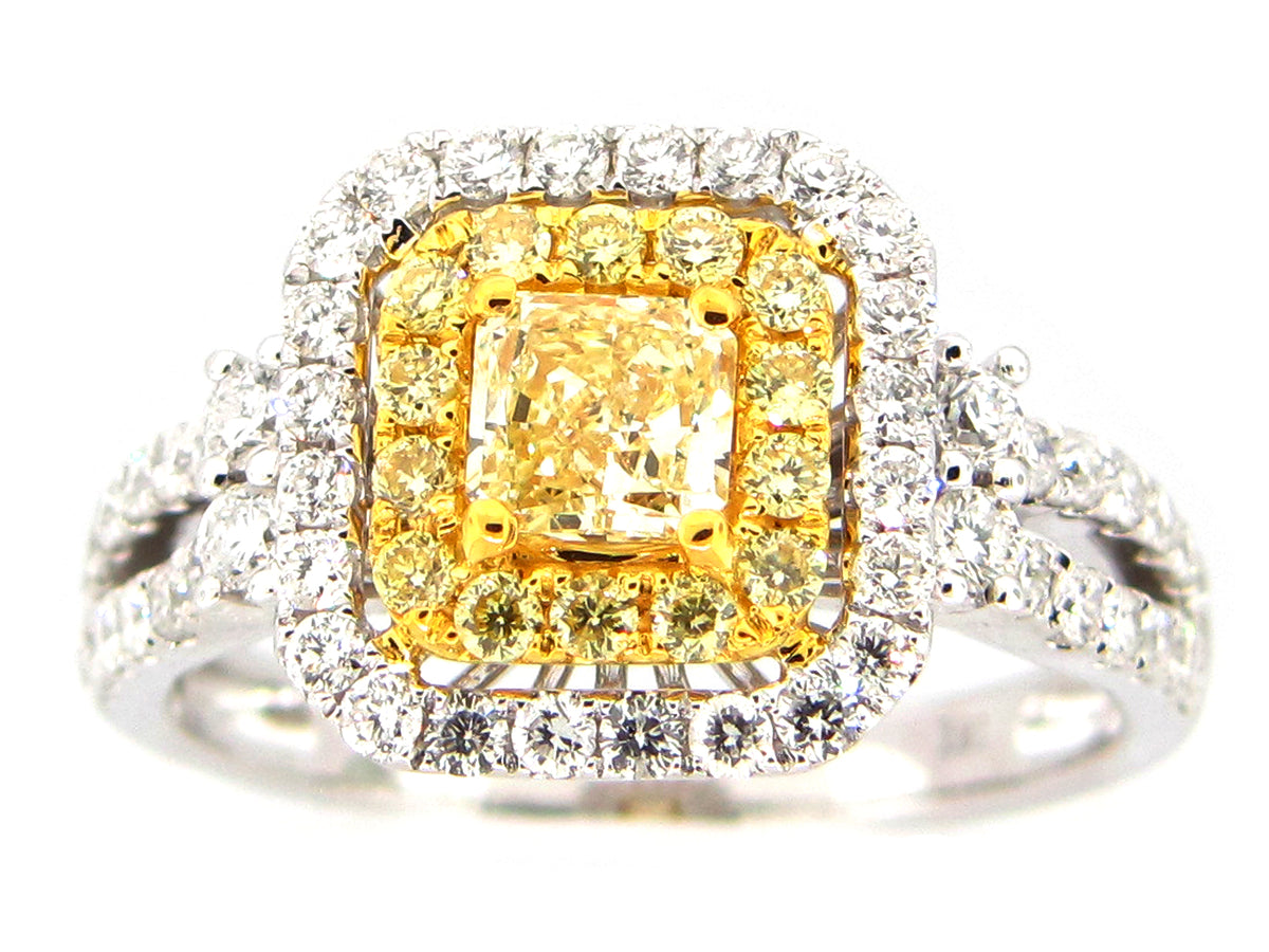 NATURAL YELLOW DIAMOND RING, 18KT (N)