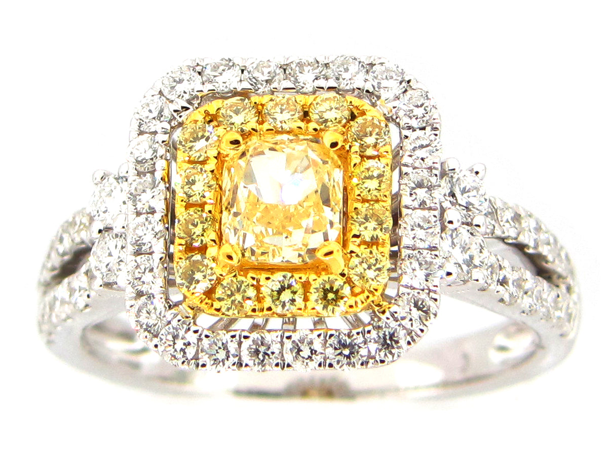 NATURAL YELLOW DIAMOND RING, 18KT (N)