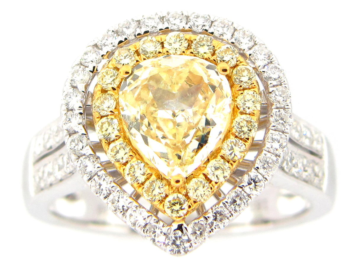NATURAL YELLOW DIAMOND RING, 18KT (N)