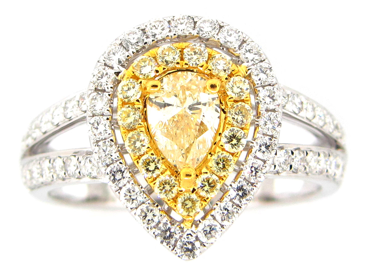 NATURAL YELLOW DIAMOND RING, 18KT (N)