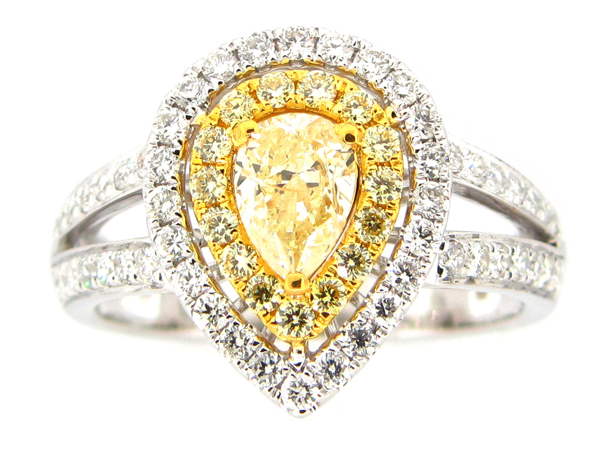 NATURAL YELLOW DIAMOND RING, 18KT (N)