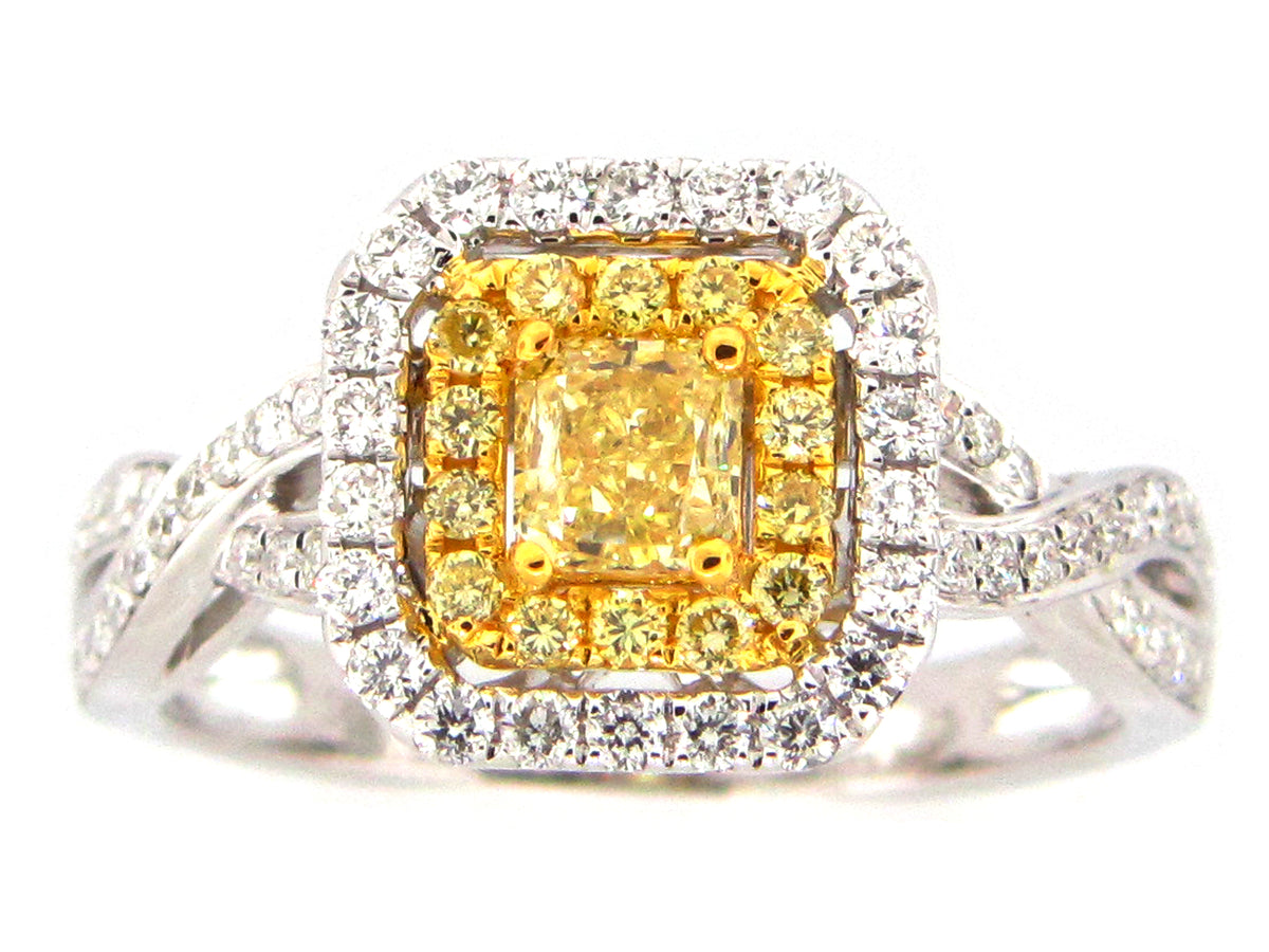 NATURAL YELLOW DIAMOND RING, 18KT (N)