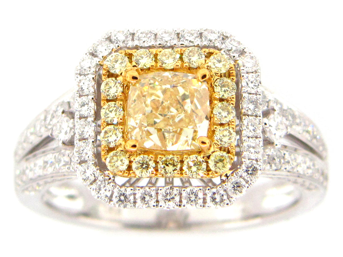 NATURAL YELLOW DIAMOND RING, 18KT (N)