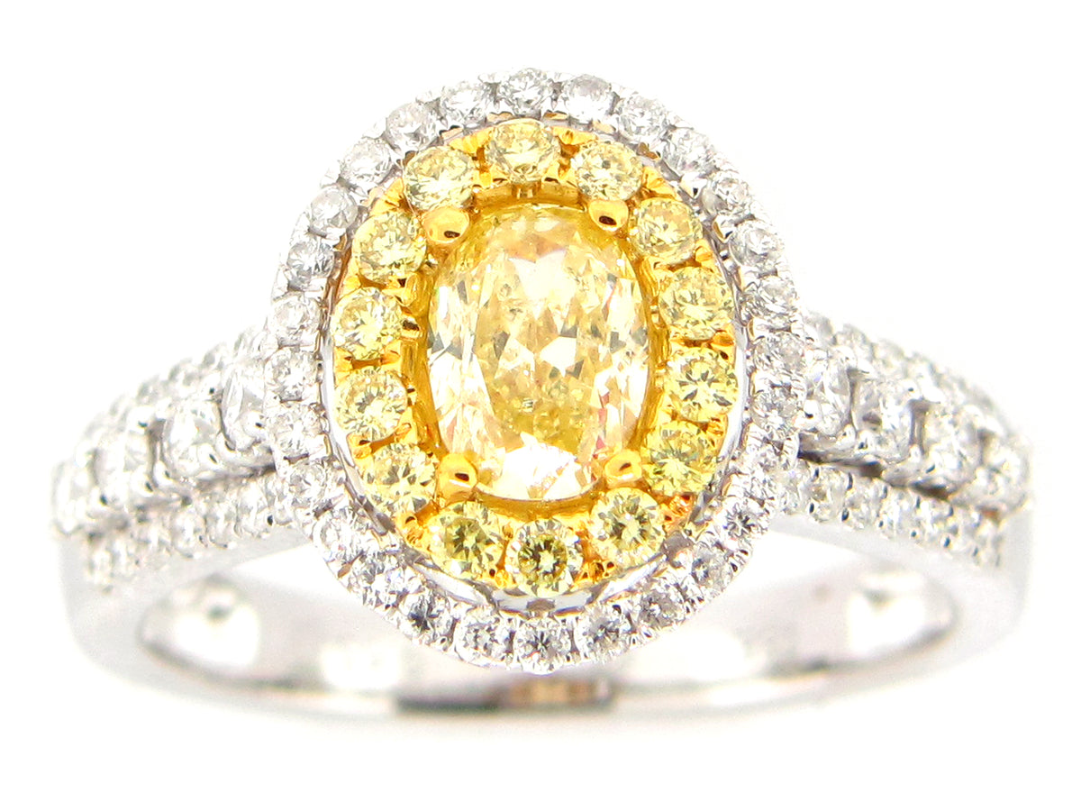 NATURAL YELLOW DIAMOND RING, 18KT (N)