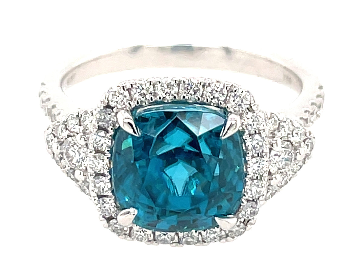 BLUE ZIRCON & DIAMOND RING