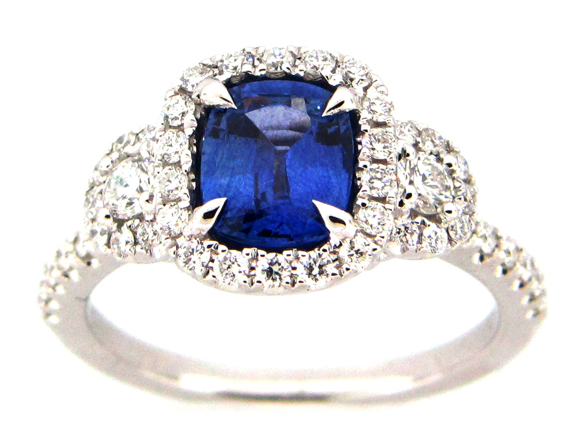 SAPPHIRE & DIAMOND RING, 18KW (H)