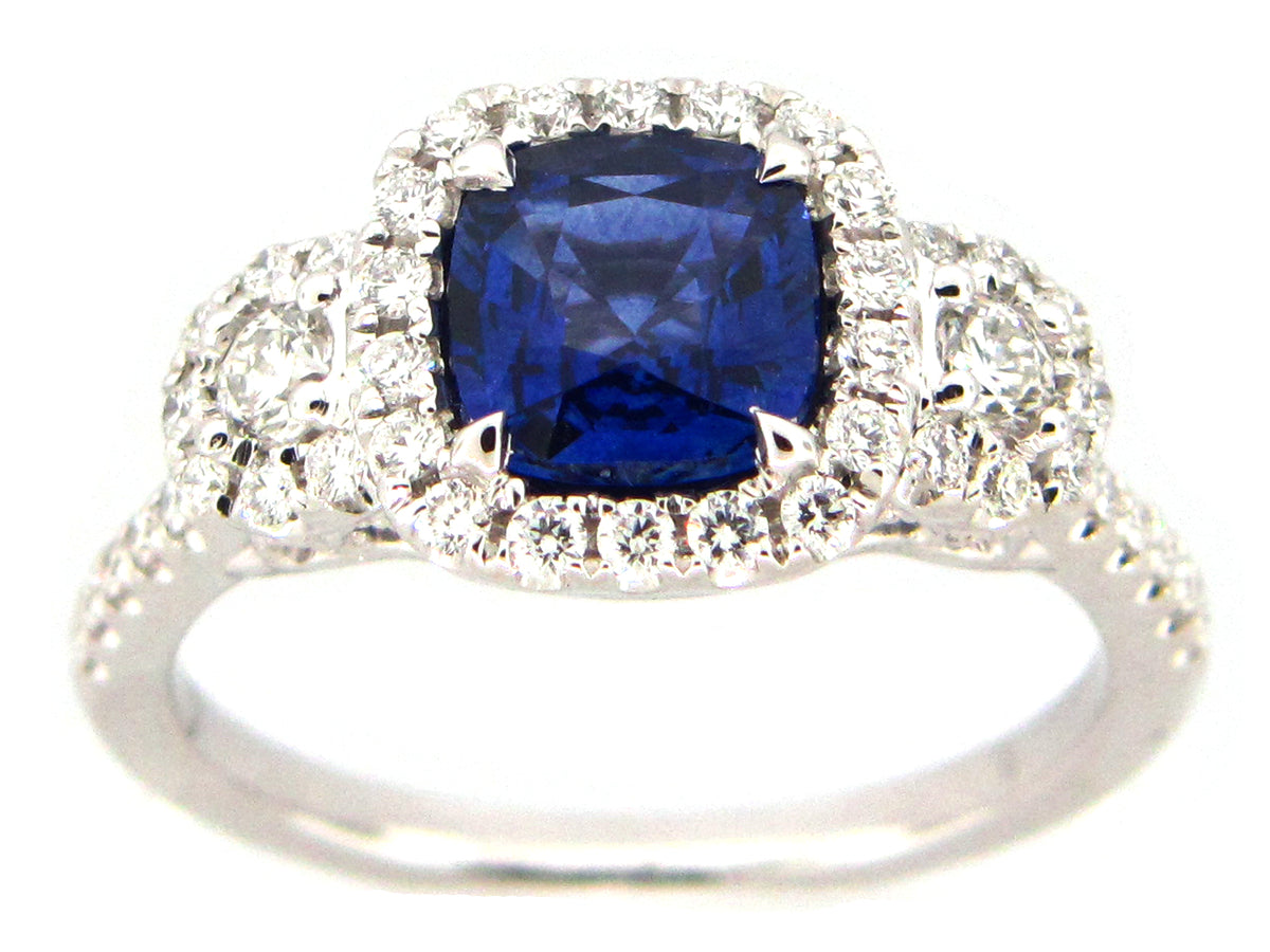 SAPPHIRE & DIAMOND RING, 18KW (H)