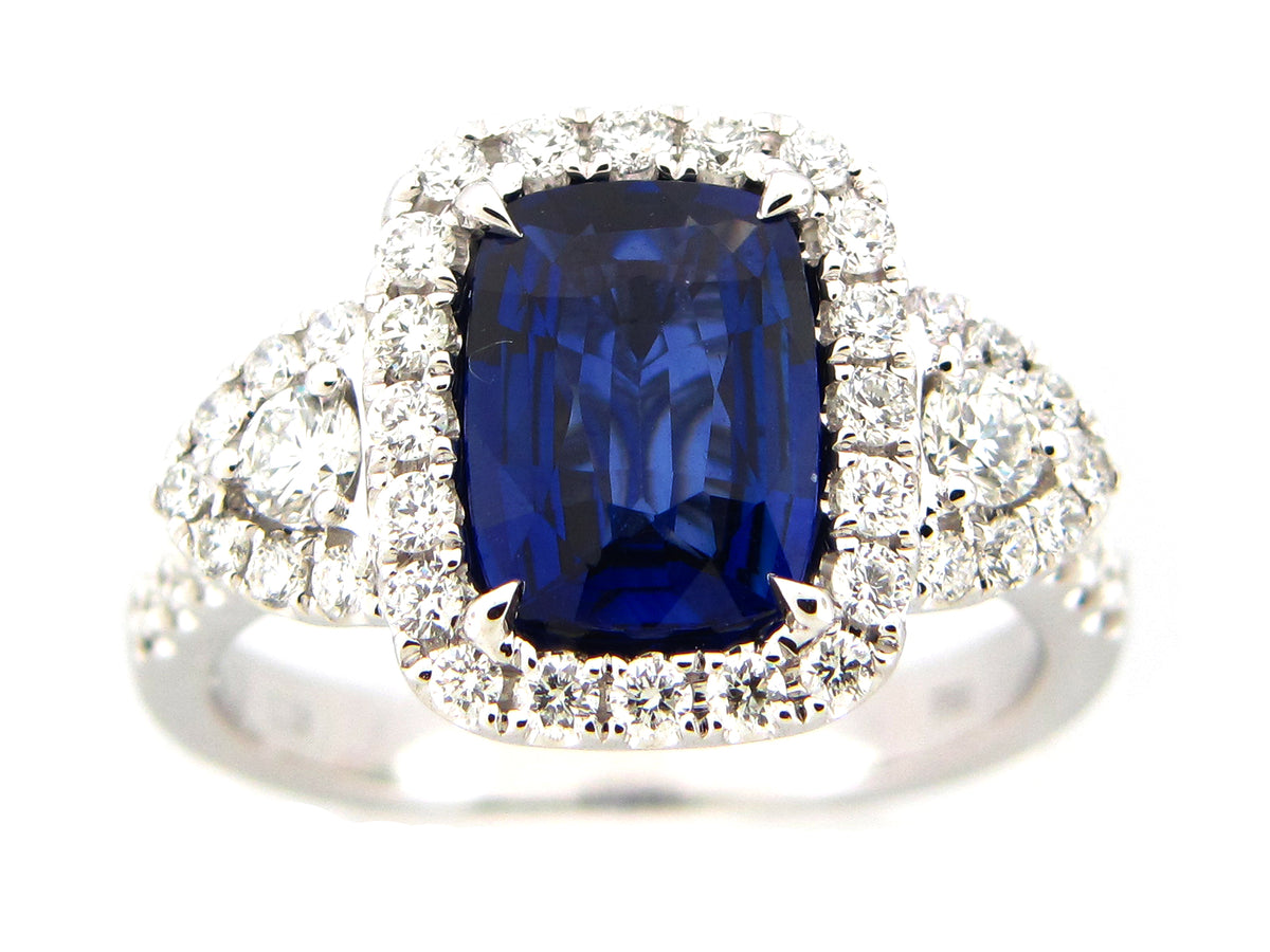 SAPPHIRE & DIAMOND RING, 18KW (H)