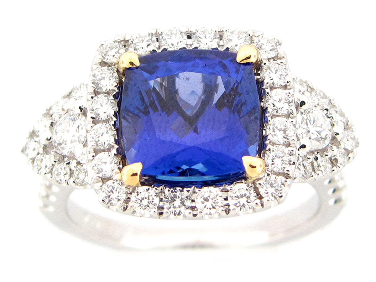 TANZANITE & DIAMOND RING, 18KT (H)