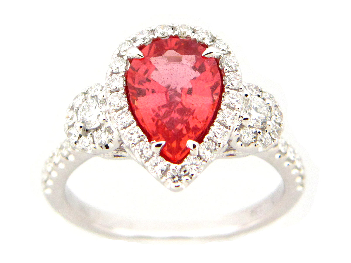 ORANGE SAPPHIRE & DIAMOND RING, 18KW (H/U)