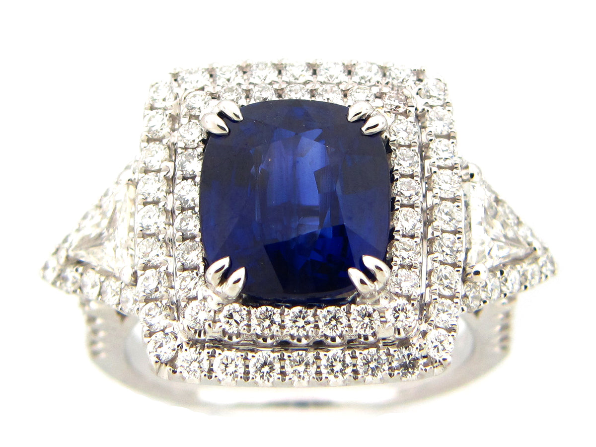SAPPHIRE & DIAMOND RING, GIA CERT#2181608568, 18KW (H)