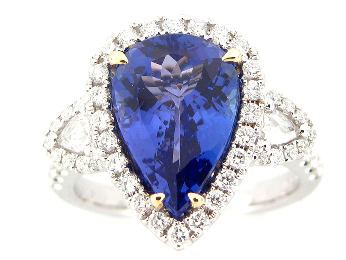 TANZANITE & DIAMOND RING, 18KT (H)
