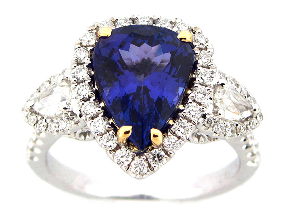 TANZANITE & DIAMOND RING, 18KT(H)