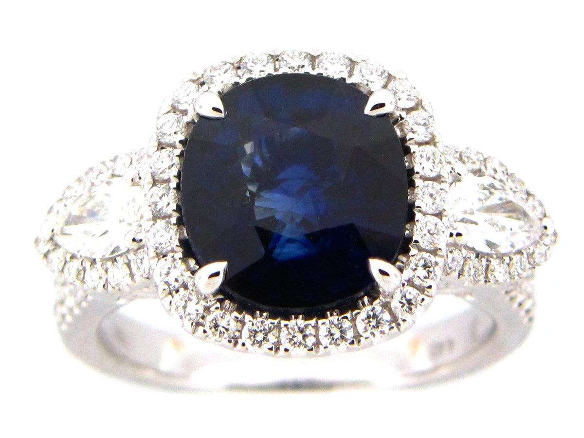 NATURAL NO HEAT SAPPHIRE & DIAMOND RING, GIA CERTIFIED