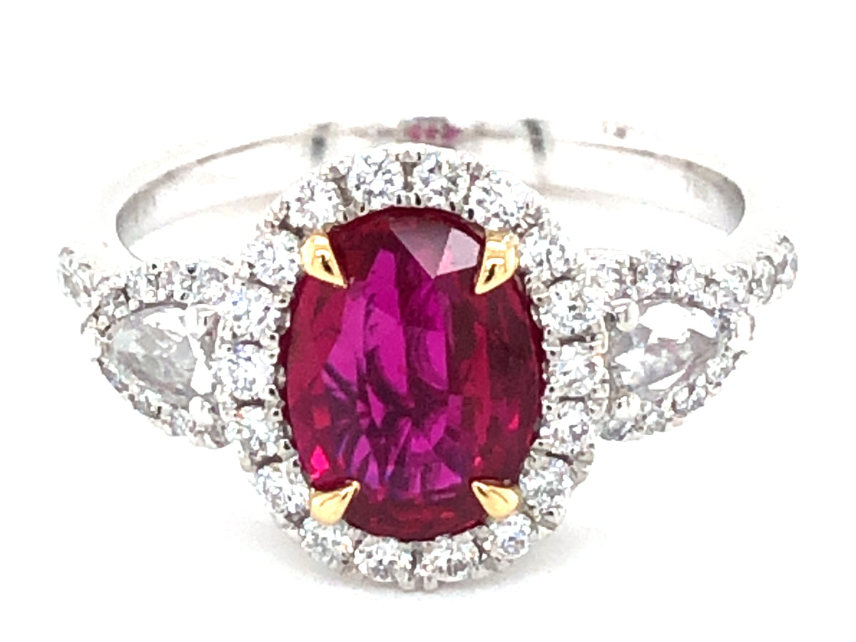 NATURAL NO HEAT RUBY & DIAMOND RING, GIA CERTIFIED
